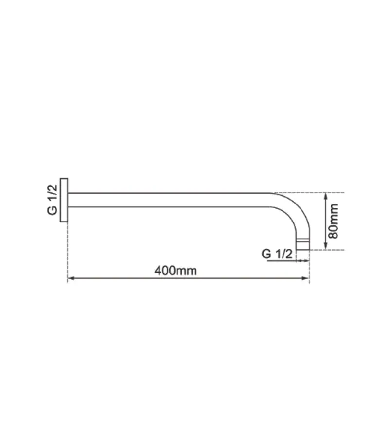 Lucid 400mm Brass Shower Arm - Specification