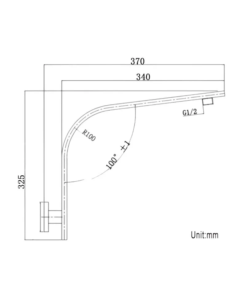IVANO Square Gooseneck Shower Arm - Specification