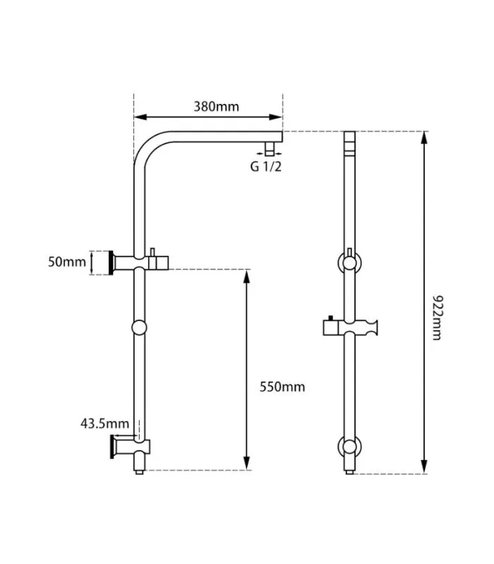 Lucid Twin Shower on Rail - Specification
