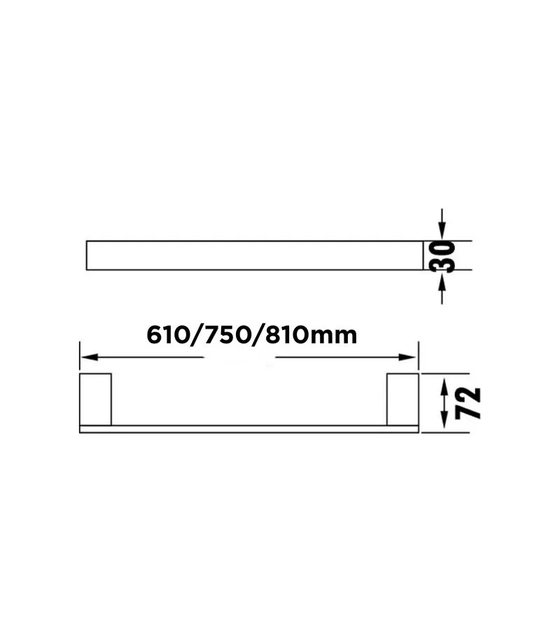 Rosa SS304 Single Towel Rail - Specification