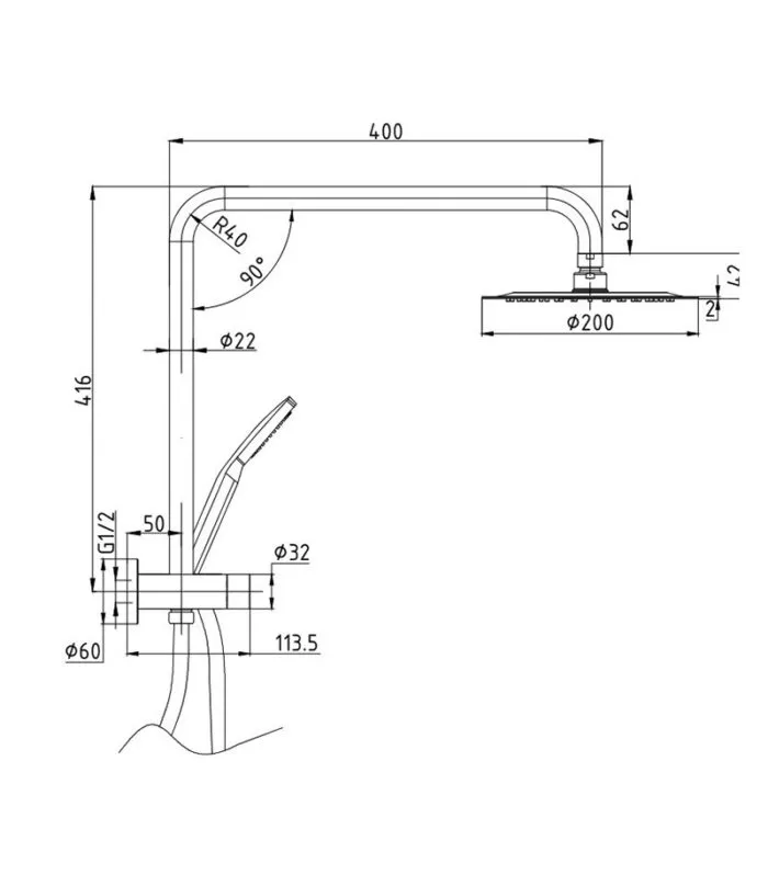 Specification For BK Rund Round Twin Shower No Rail