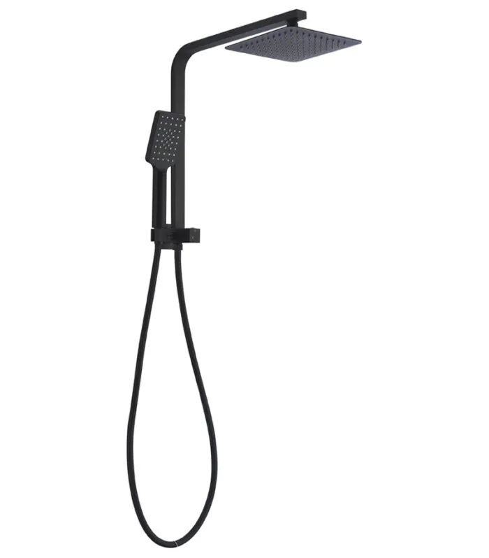 BK Square Matt Black Twin Shower No Rail