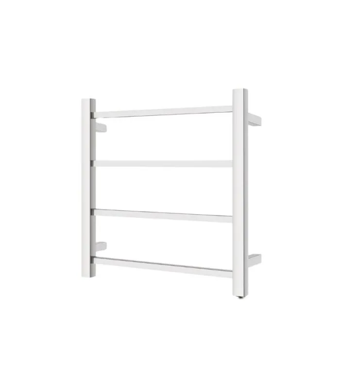 Aqua Square Chrome Heated Towel Rack 4 Bars Sideview