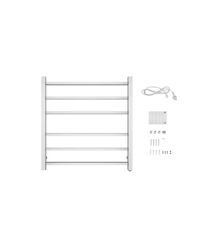 Aqua Square Chrome Heated Towel Rack 6 Bars