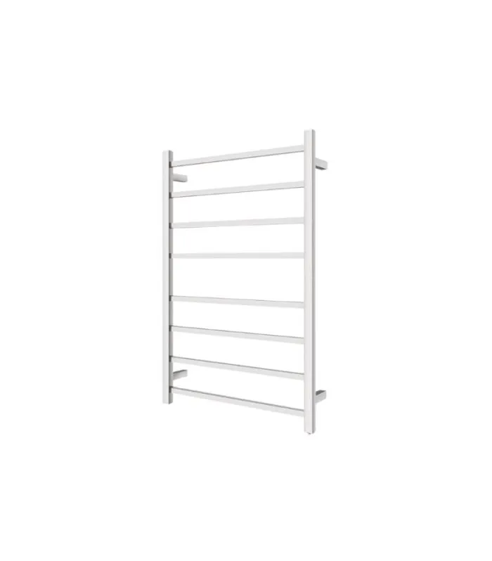 Aqua Square Chrome Heated Towel Rack 8 Bars Sideview