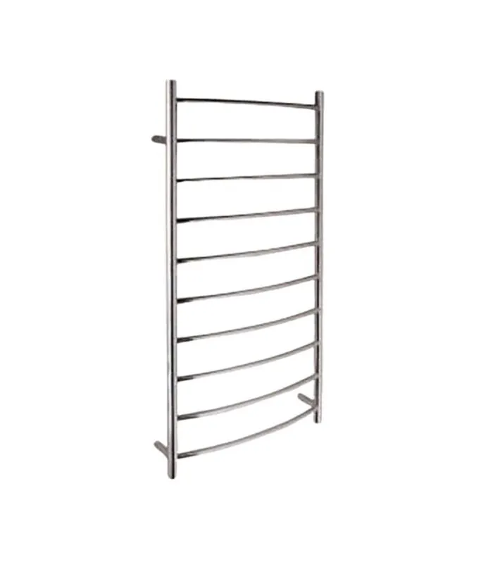 Round & Curved Heated Towel Rack 10 Bars - Chrome