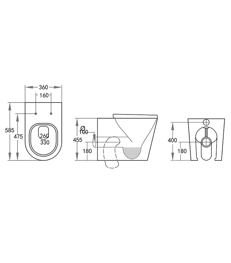 Elvera Rimless Extra Height Floorstanding Toilet Pan - Specification