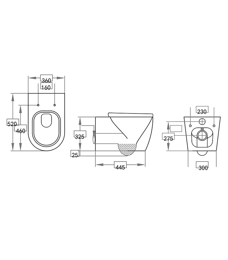 Avis Rimless Wall Hung Toilet Pan - Specification