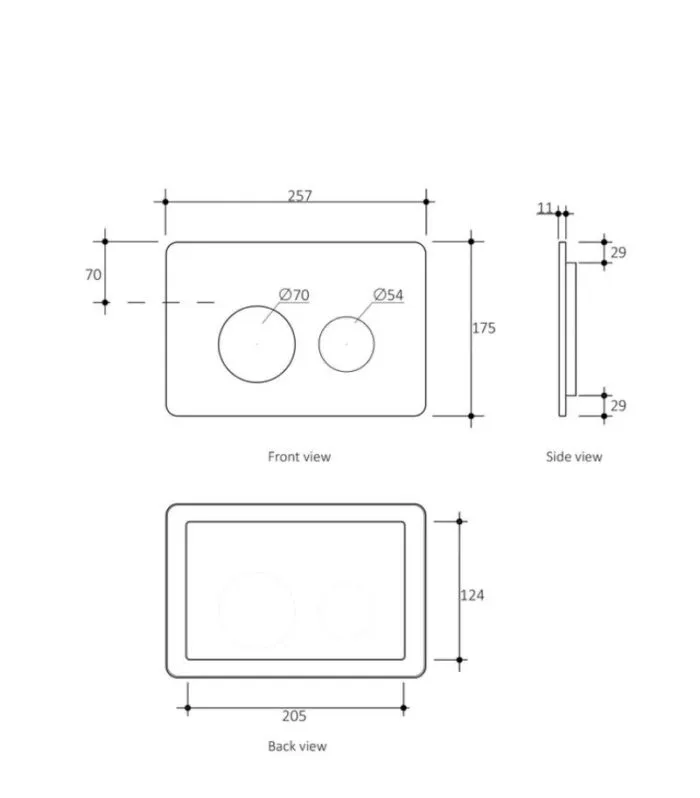 R&T Dual Flush Push Plate - KL27 for Cistern G30031 / G30032 - Specification