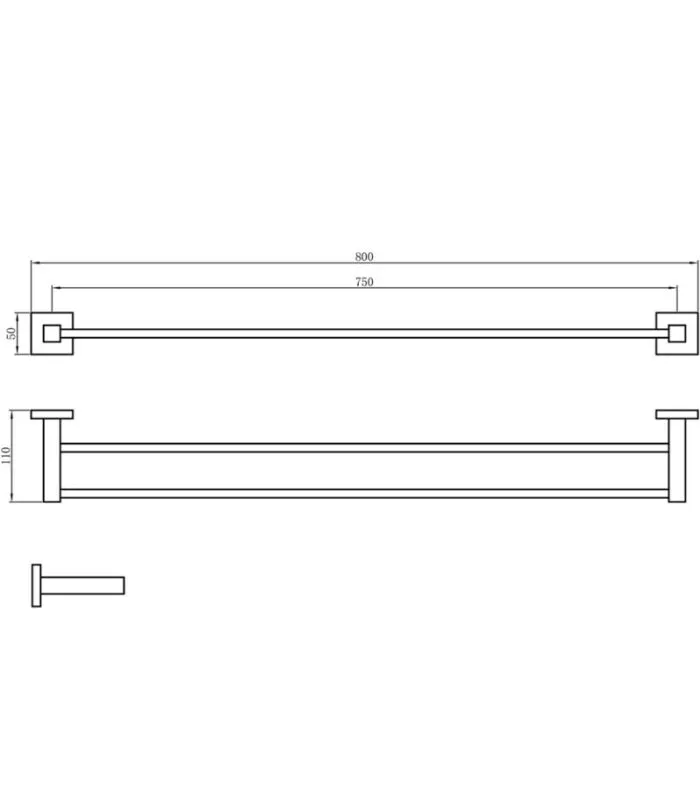 Lauren Stainless Steel Double Towel Rail - Specification