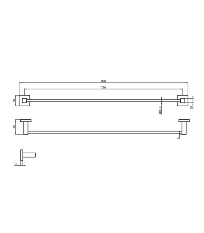 Lauren Stainless Steel Single Towel Rail - Specification
