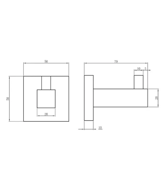 Lauren Stainless Steel Single Robe Hook - Specification