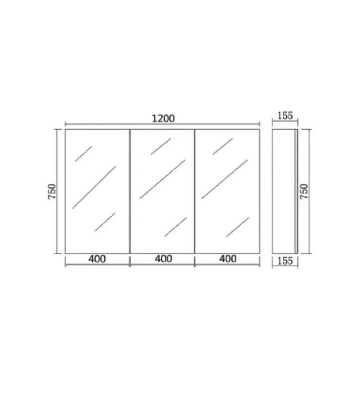 Alpha 1200mm Pencil Edge Gloss White PVC Shaving Cabinet Specification