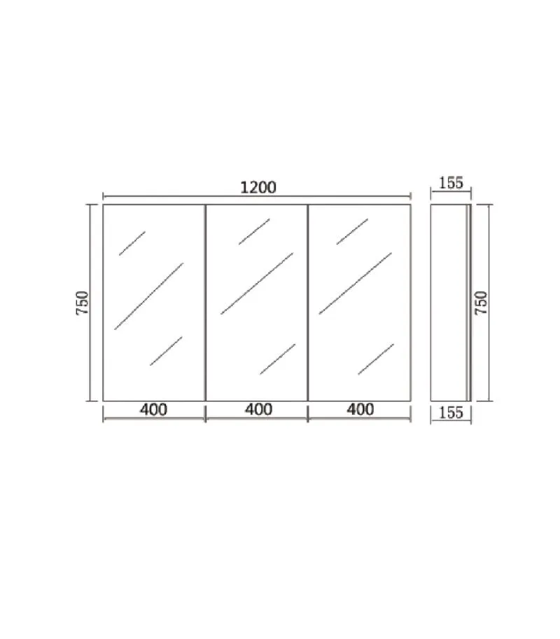 Alpha 1200mm Pencil Edge Gloss White PVC Shaving Cabinet Specification