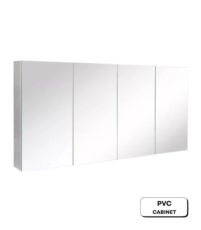 Alpha 1500mm Pencil Edge Gloss White PVC Shaving Cabinet