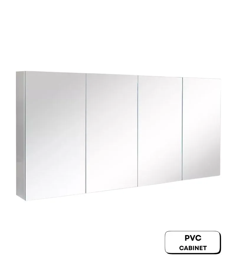 Alpha 1500mm Pencil Edge Gloss White PVC Shaving Cabinet