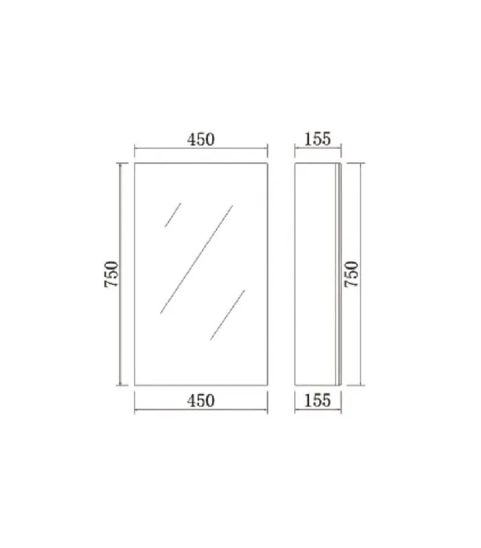 Alpha 450mm Pencil Edge Gloss White PVC Shaving Cabinet Specification