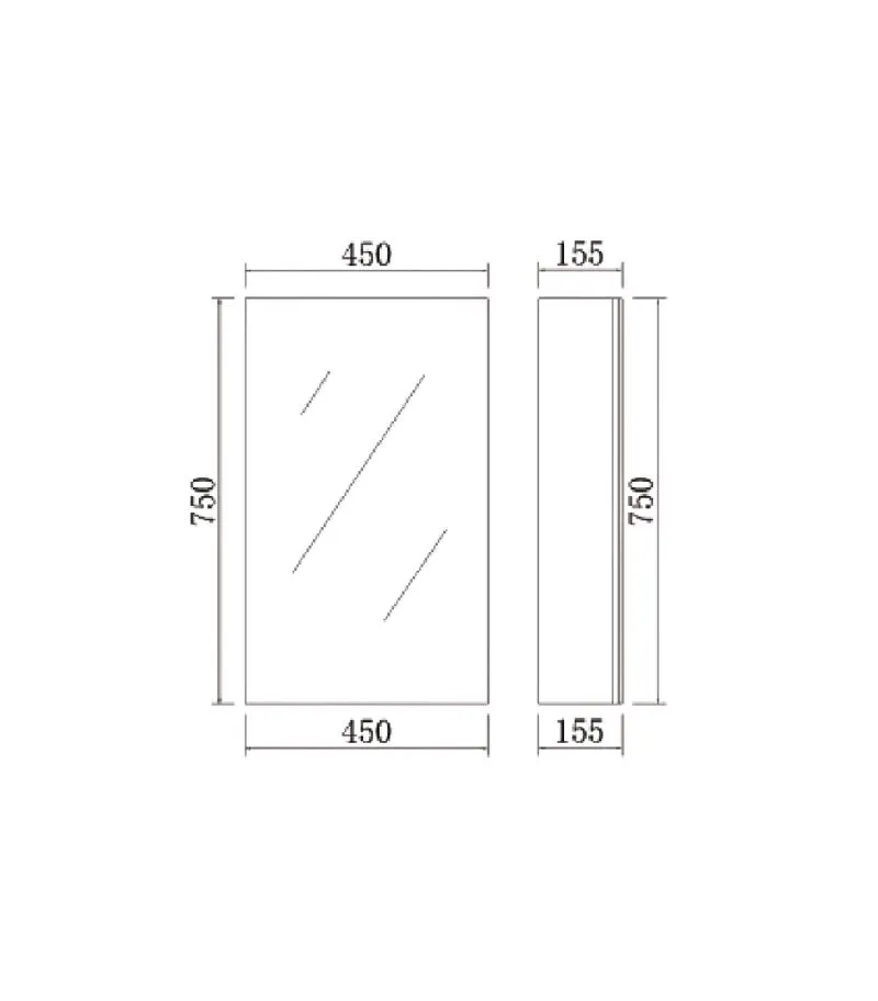 Alpha 450mm Pencil Edge Gloss White PVC Shaving Cabinet Specification