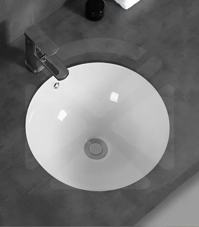 Elipps Round Undermount Ceramic Basin 340x340x200mm - With Background