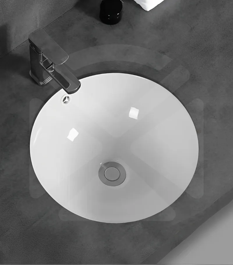 Elipps Round Undermount Ceramic Basin 340x340x200mm - With Background