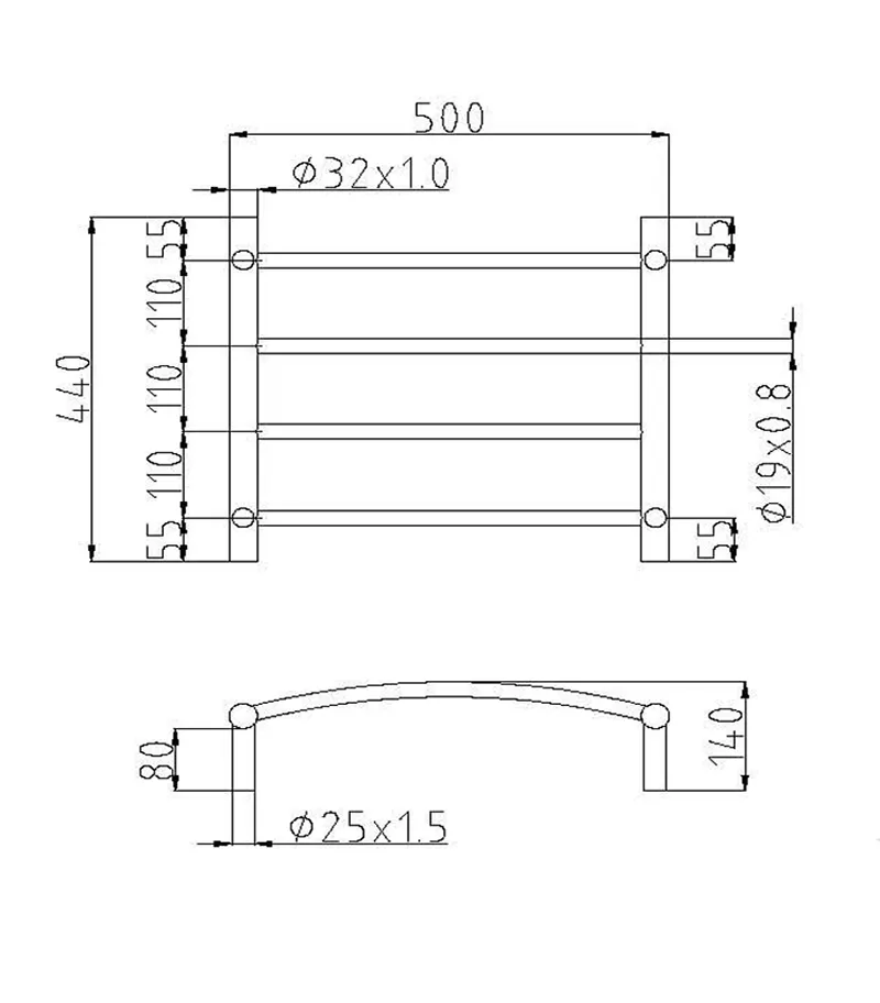 Non Heated Towel Rails 4 Round Bars