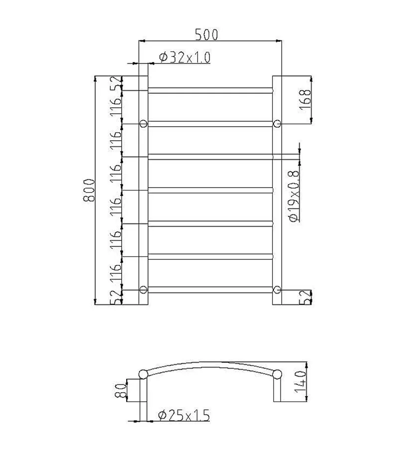 Non Heated Towel Rails 7 Round Bars