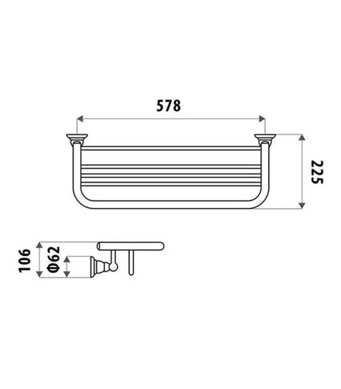 Noosa Chrome Bath Towel Rack 578mm