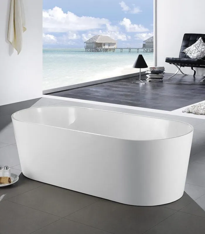 Ovia Freestanding Bathtub - Gloss White Sideview