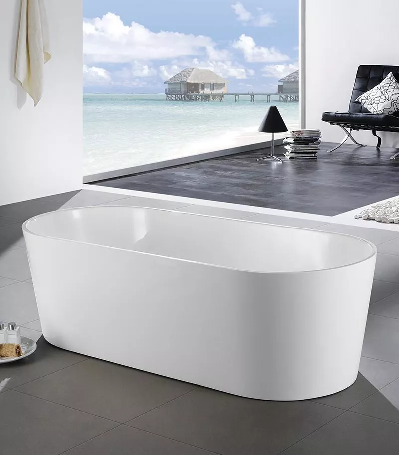 Ovia Freestanding Bathtub - Gloss White Sideview