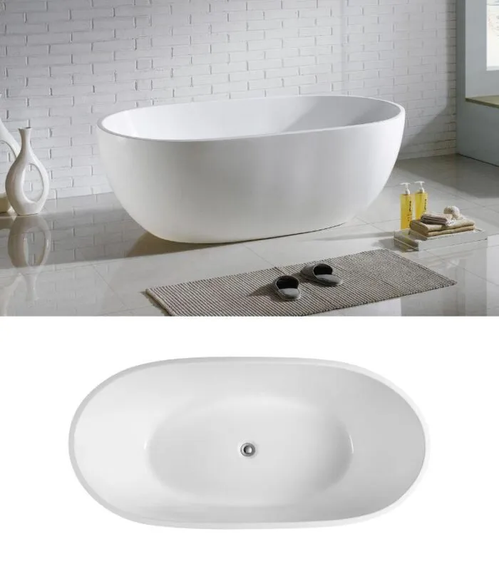 Cocoon Freestanding Matt White Bathtub Lifestyle Background and Topview