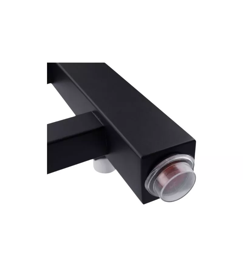 Aqua Square Matt Black Heated Towel Rack Bottom Buttom