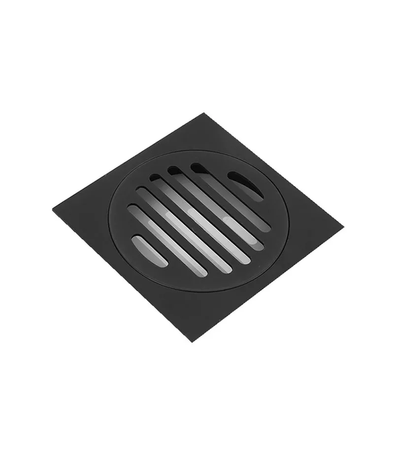 Square Floor Waste 100mm Outlet - Matt Black