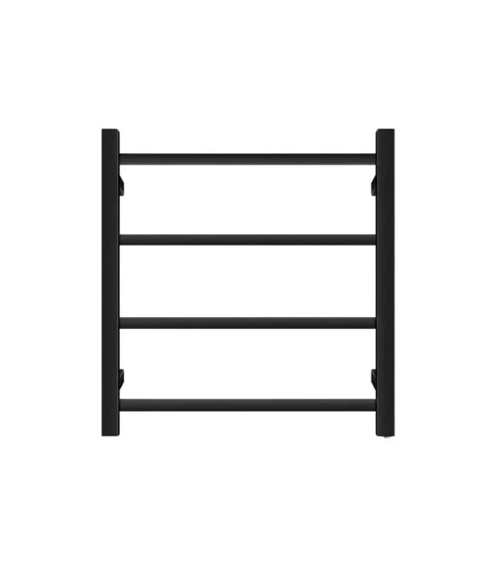 Aqua Square Matt Black Heated Towel Rack 4 Bars