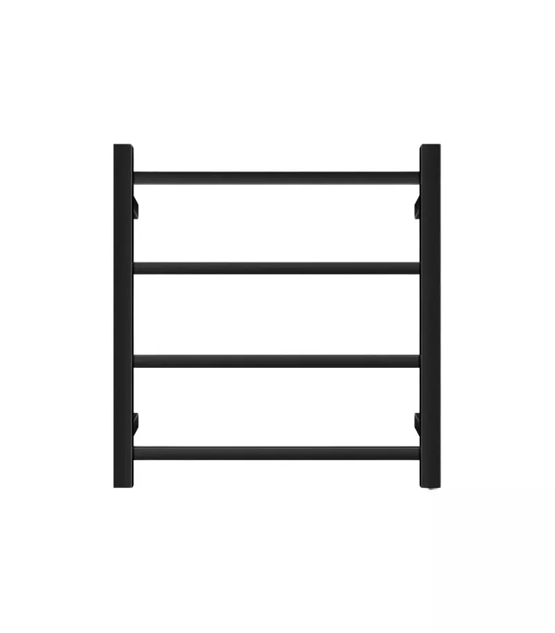 Aqua Square Matt Black Heated Towel Rack 4 Bars