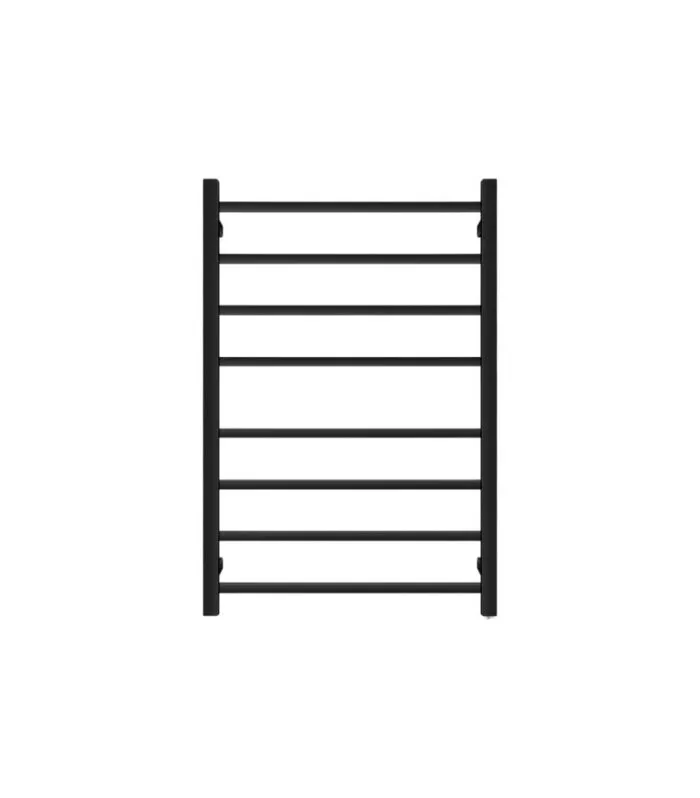 Aqua Square Matt Black Heated Towel Rack 8 Bars