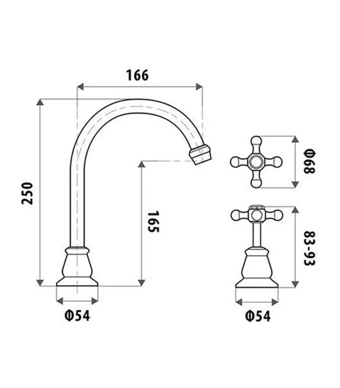 Specification For Noosa Heritage Hob Sink Tap Set
