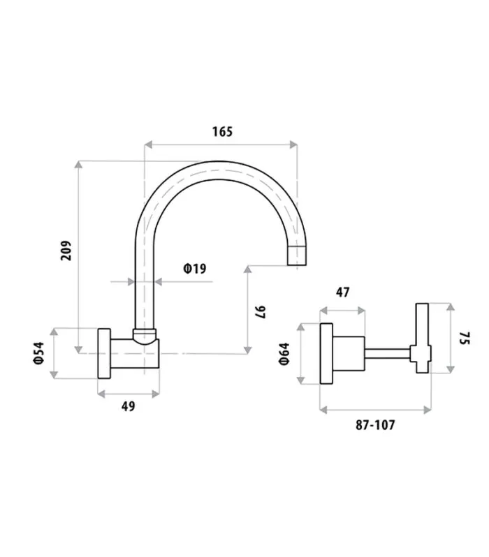 Specification For Sabin Lever Wall Mount Sink Tap Set