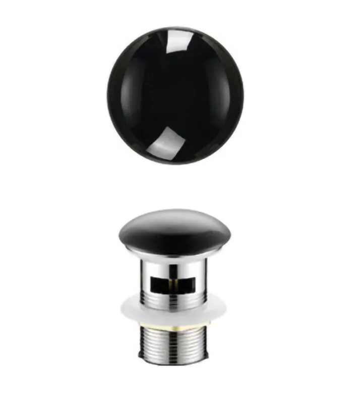 32mm Gloss Black Ceramic Top Pop Up Waste With Overflow