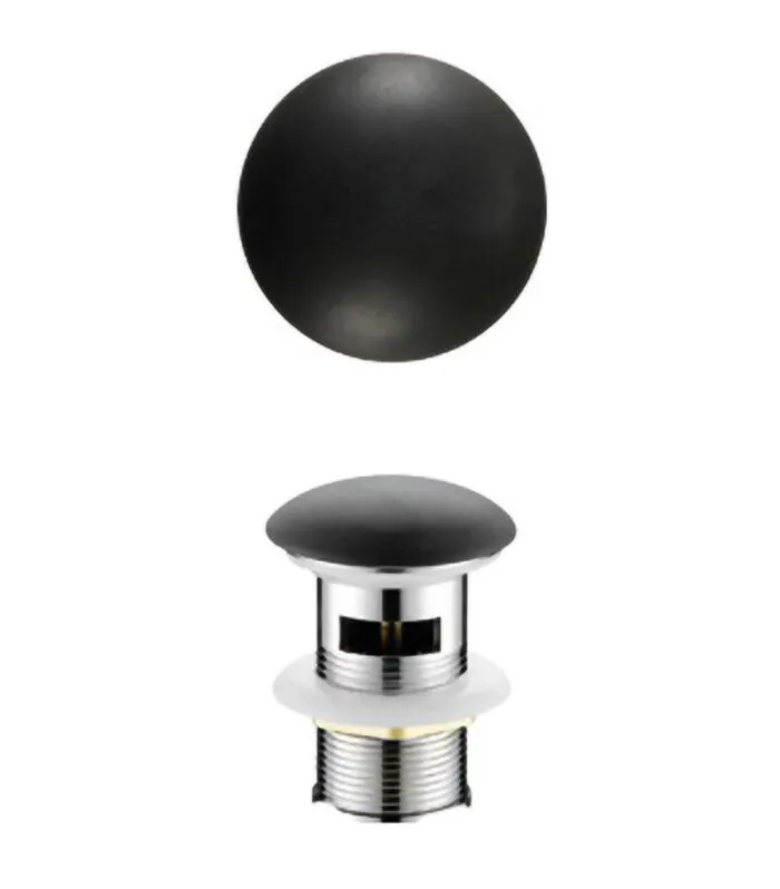 32mm Matt Black Ceramic Top Pop Up Waste With Overflow