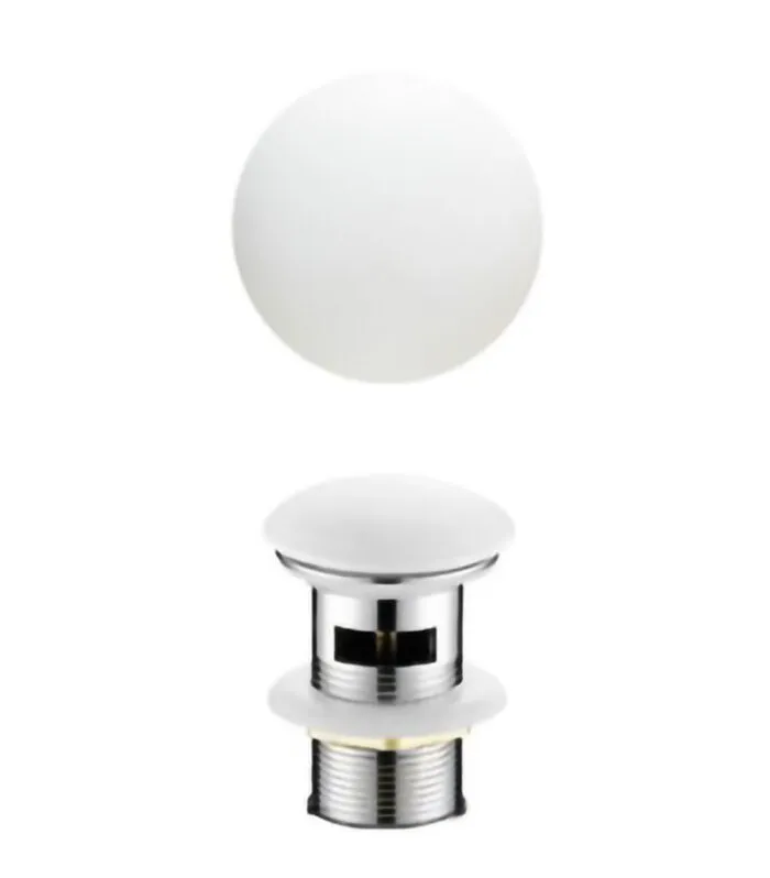 32mm Matt White Ceramic Top Pop Up Waste With Overflow