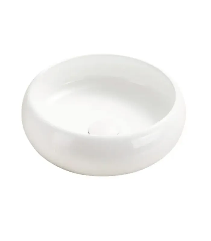 Cove 360mm Gloss White Curved Round Above Counter Ceramic Basin