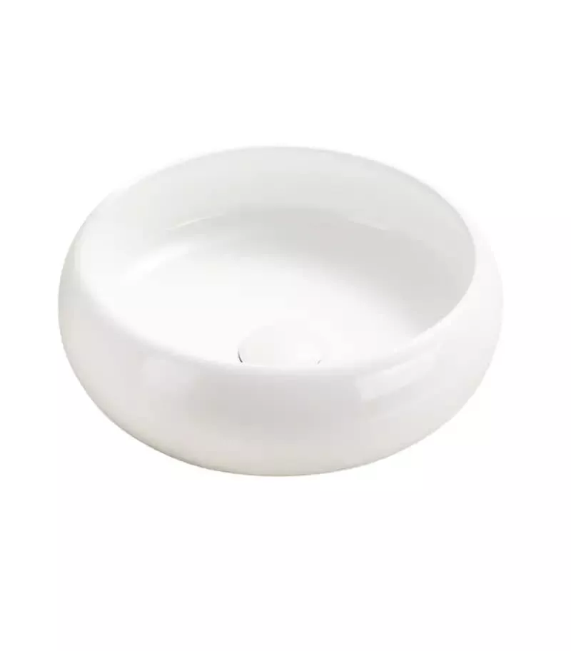 Cove 360mm Gloss White Curved Round Above Counter Ceramic Basin