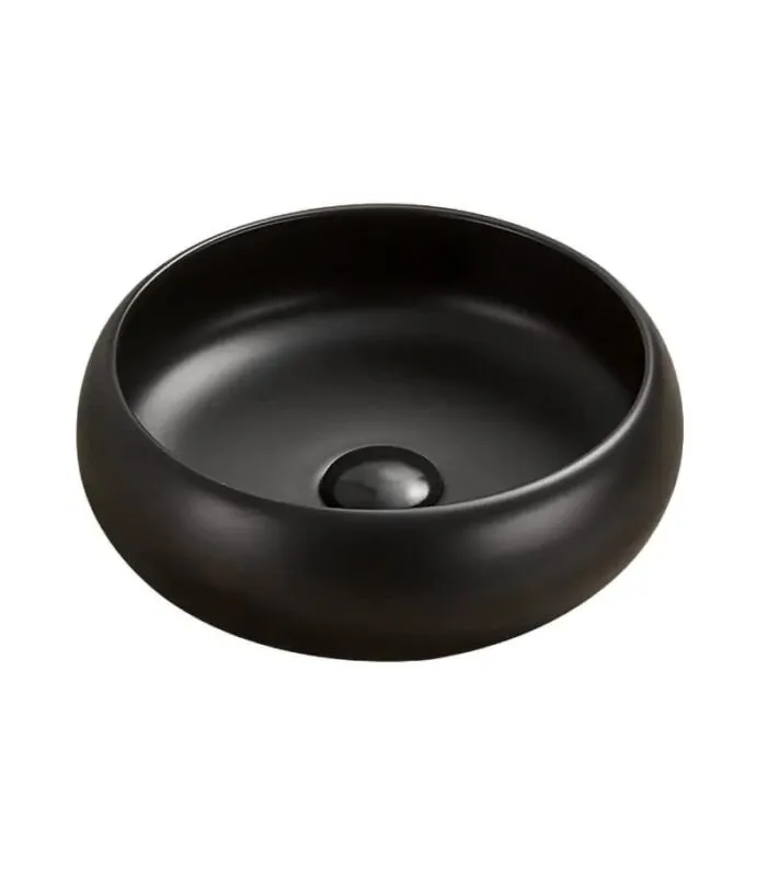 Cove 360mm Matt Black Curved Round Above Counter Ceramic Basin