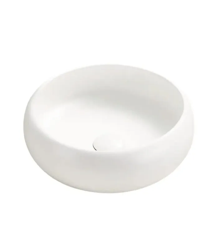 Cove 360mm Matt White Curved Round Above Counter Ceramic Basin