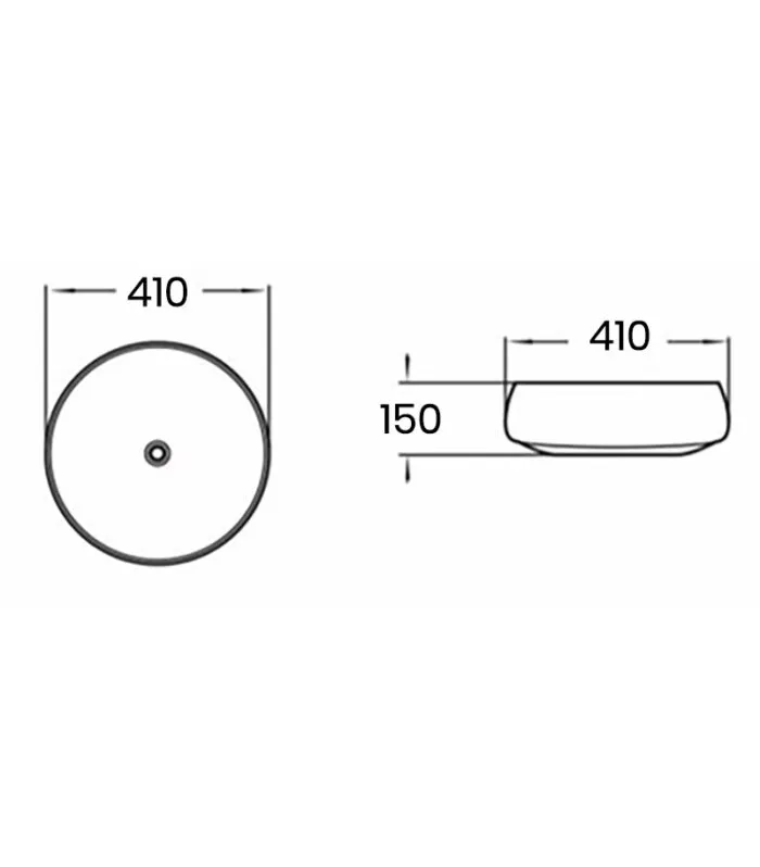 410 x 410 x 150mm Matt Black And Copper Above Counter Ceramic Basin PA4343Line
