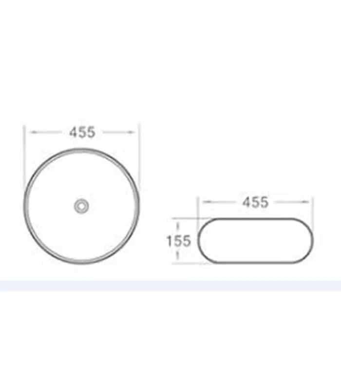 455 x 455 x 155mm Dark Grey Round Ceramic Above Counter Basin
