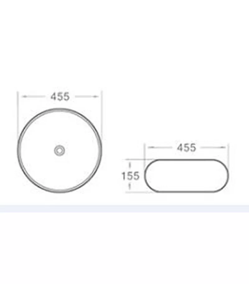 455 x 455 x 155mm Dark Grey Round Ceramic Above Counter Basin
