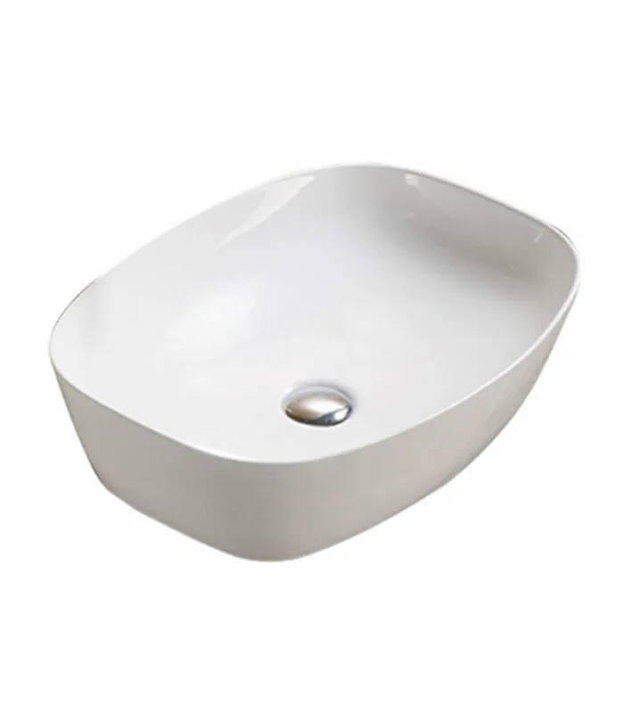 Rosa Gloss White Curved Above Counter Ceramic Basin
