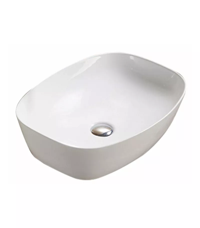 Rosa Gloss White Curved Above Counter Ceramic Basin