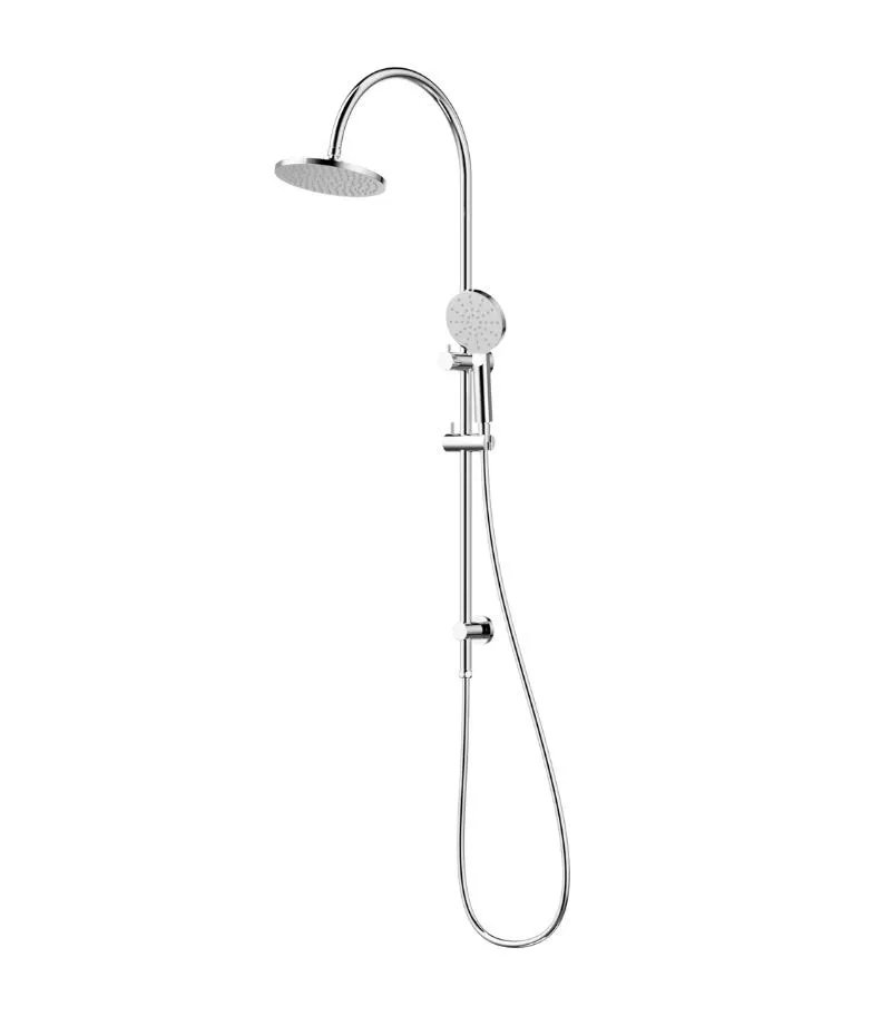 Cora Gooseneck Twin Shower On Rail- Chrome